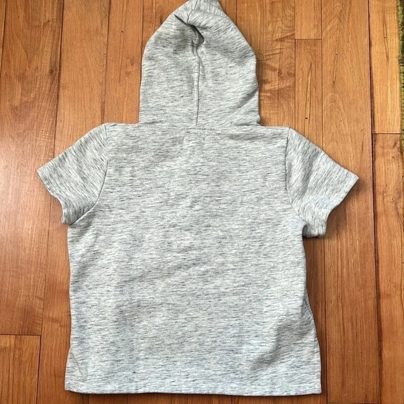 Madewell Lace Up Short Sleeve Hooded Merino Wool Sweater Hoodie Size L - Picture 2 of 5